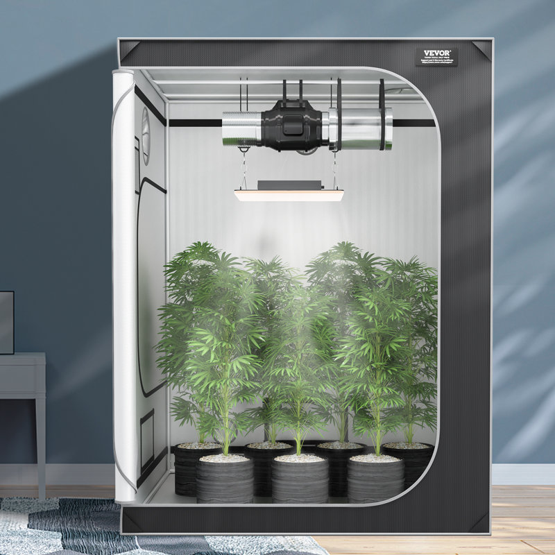 VEVOR 5x5 Black and Gray Steel Frame Hydroponic Grow Tent