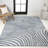 Amorra High-Low Abstract Groovy Striped Dark Blue/Cream Indoor/Outdoor Rug-1423269356