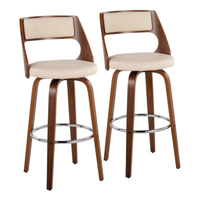 Tabouret de bar Cecina Mid-Century avec pivot en similicuir crème par LumiSource