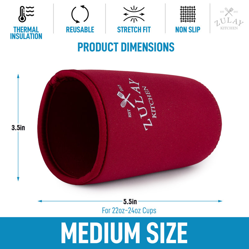 Zulay Kitchen Medium Reusable Iced Coffee Sleeve, Maroon