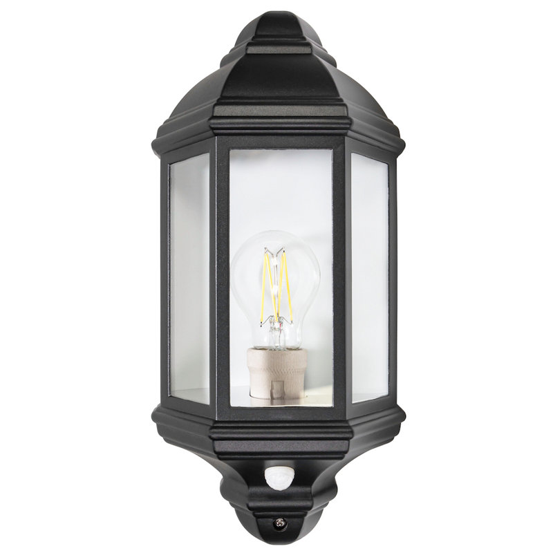 Laurel Traditional PIR Sensor Outdoor Wall Light with Die-Cast Frame, Black
