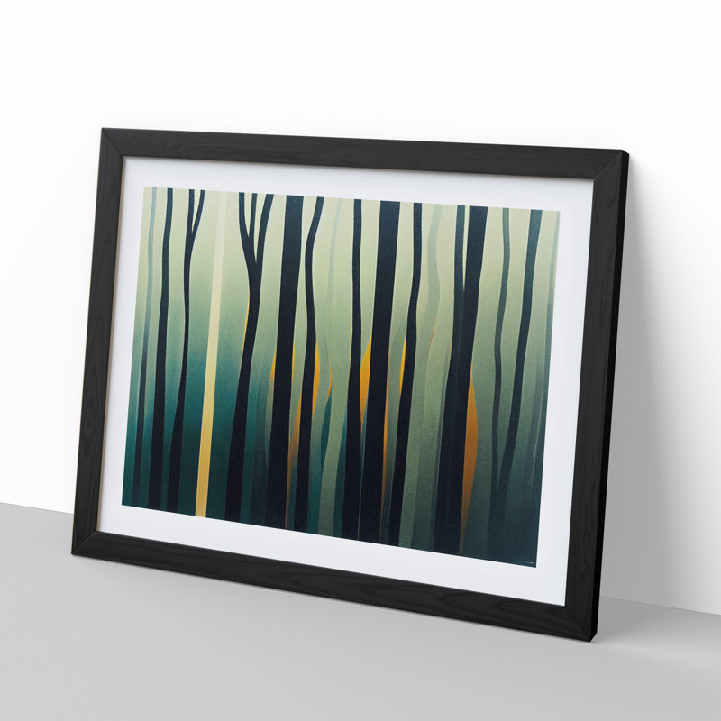 Abstract Forest View - Single Picture Frame Print, Black, 46cm H x 64cm W x 2cm D