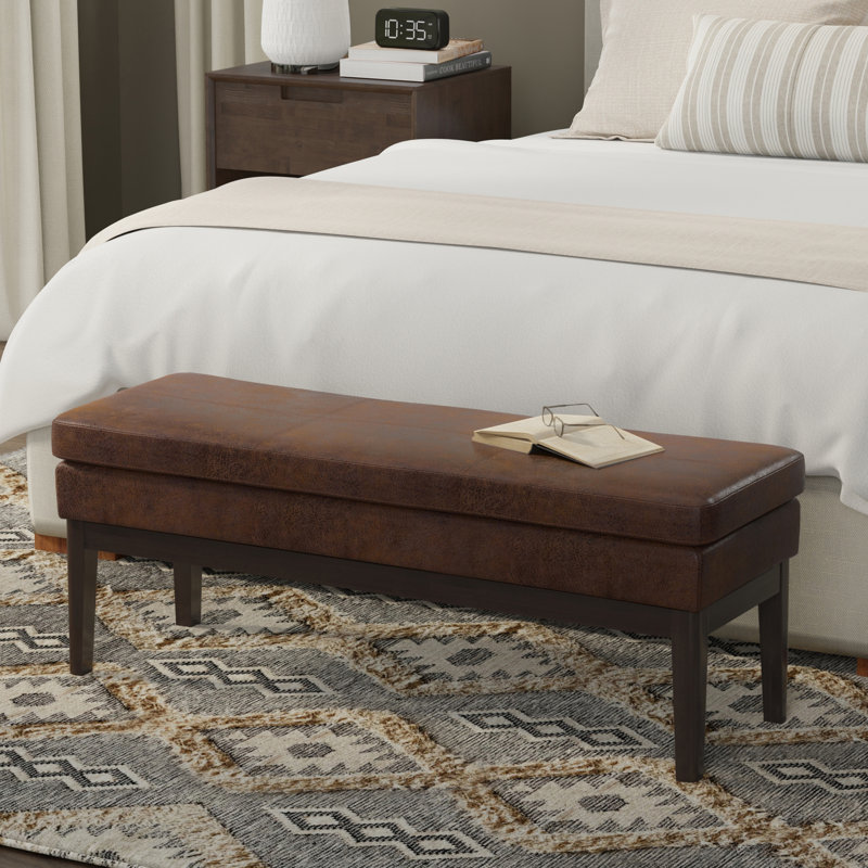 Banc avec repose-pieds Carlson, Brun, H 17,52 po x l 44,49 po x P 14,96 po