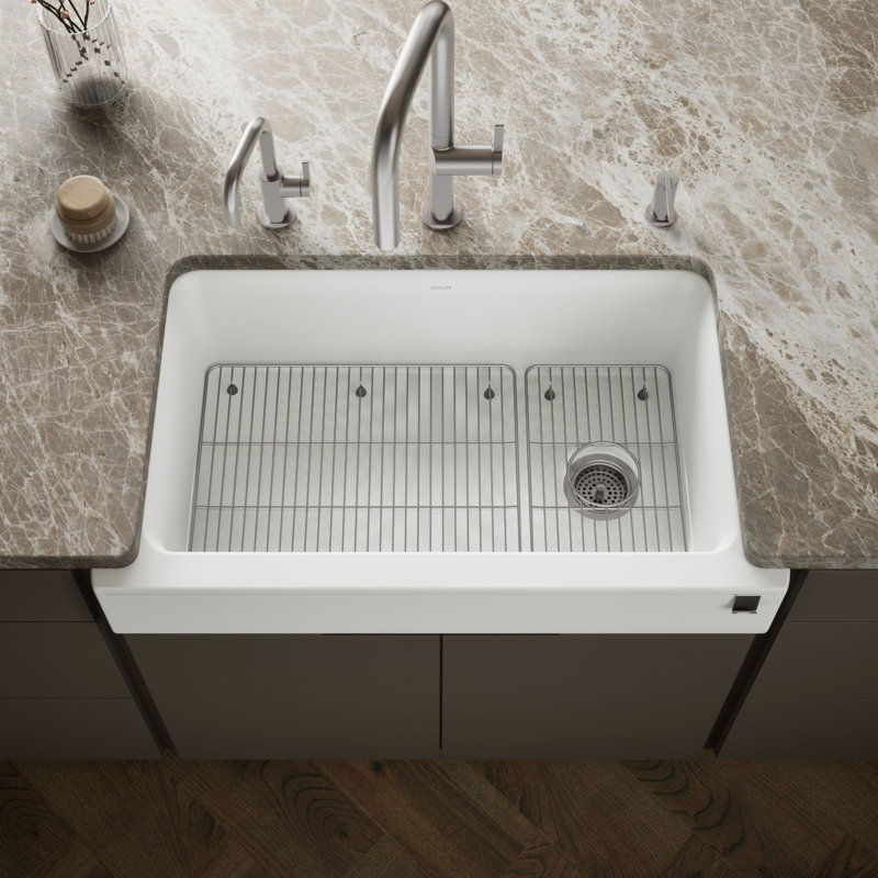 Cairn Undermount Single-Bowl Farmhouse Kitchen Sink, Matte White