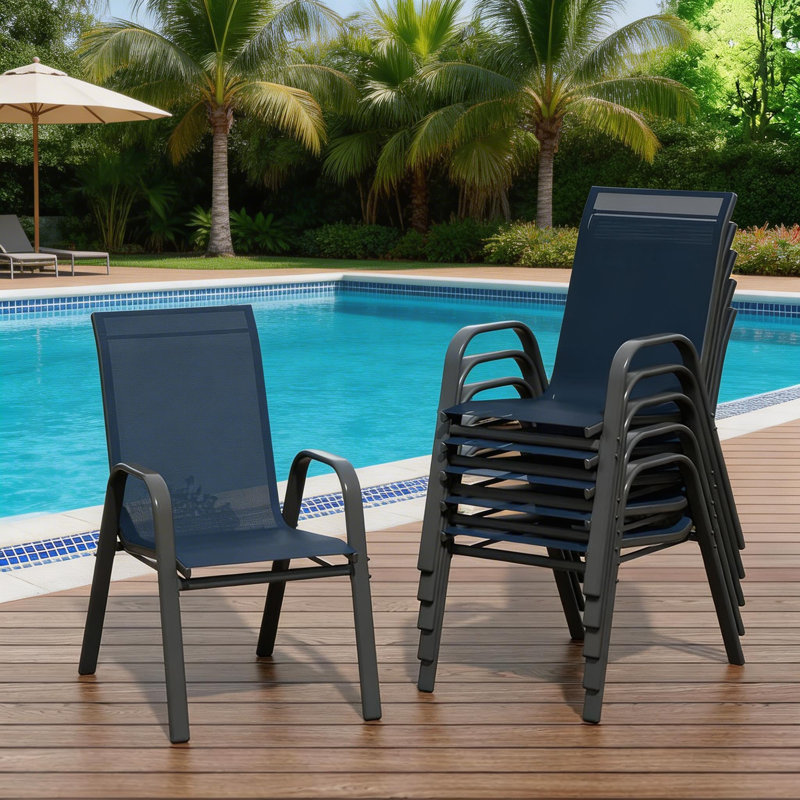 Stackable Dining Chairs , 300lb Capacity, All Weather, Gray