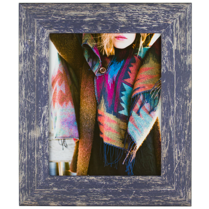 Cadre photo simple Samra, Bois de grange bleu, L 10 po x H 12 po