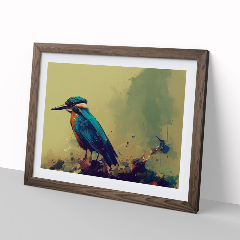 Kingfisher Bird Vol.8 - Framed Print, 34cm H x 46cm W x 2cm D, Walnut