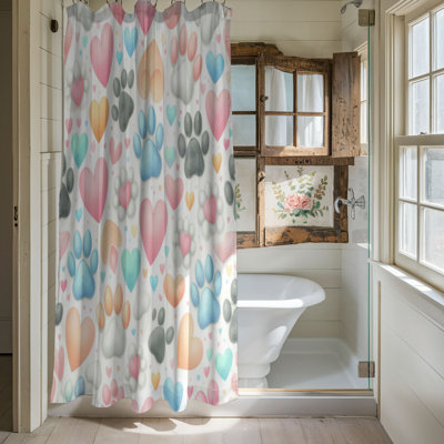 Love & Paws - 1 Piece Standard Shower Curtain