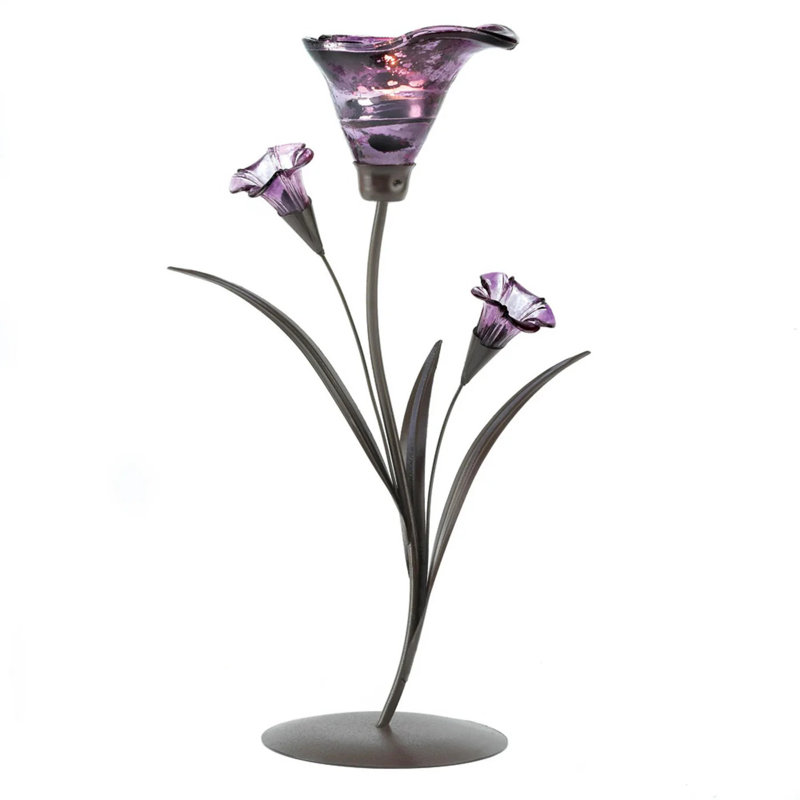 Photophore Twilight Bloom | Décoration de bougie en verre bleu