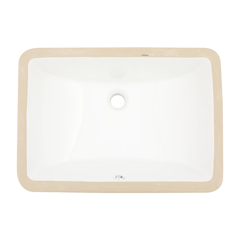 White Ceramic Bathroom Undermount Sink With Overflow - Stain , For Office And Use Different Uses
