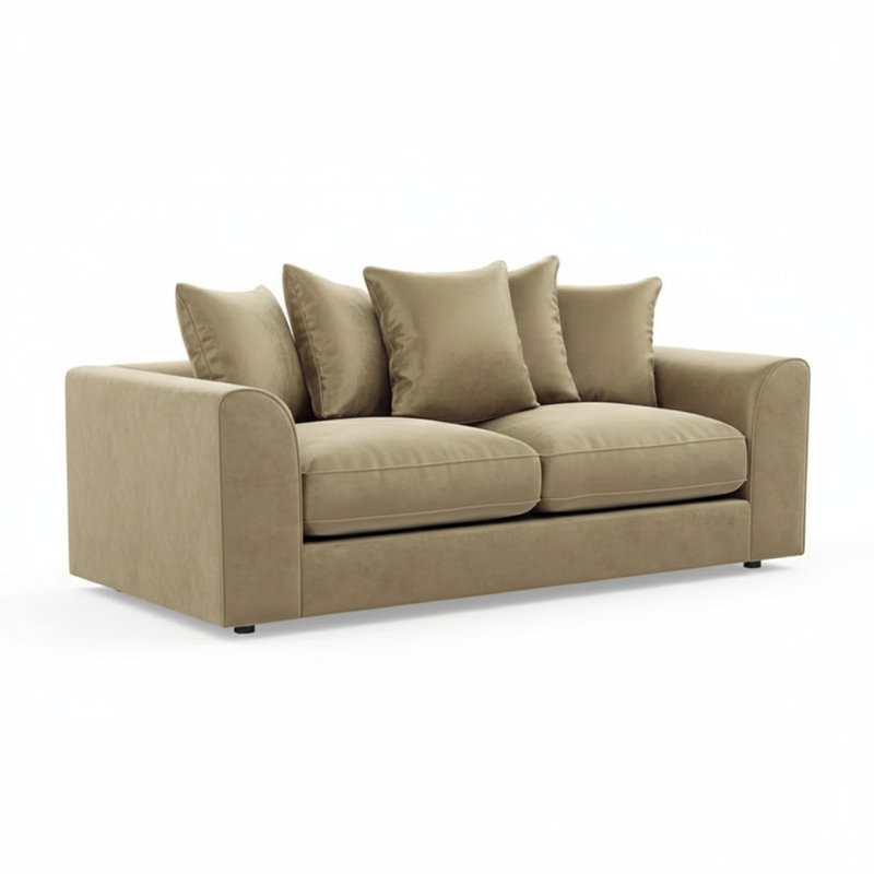 3 Seater Velvet Sofa, Beige