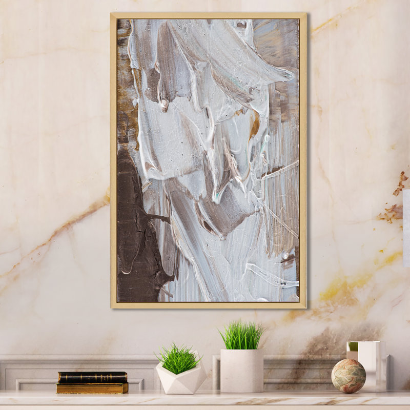 Strokes Of Beige And Brown - Décoration murale moderne et contemporaine en toile, H 20 po x l 12 po x P 1 po