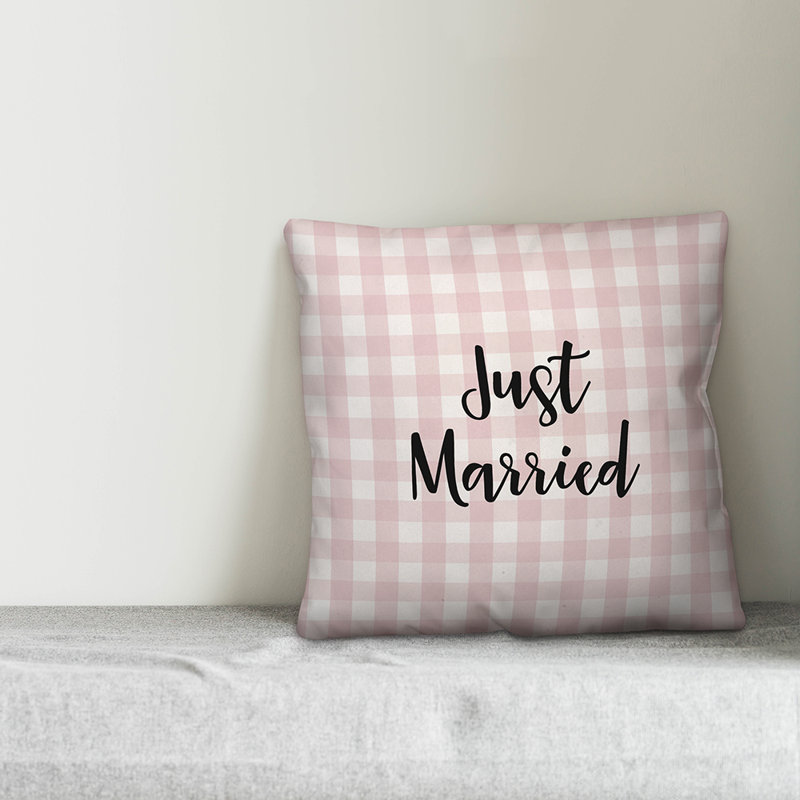  Coussin Just Just Married, Rose / Noir, Coussin décoratif