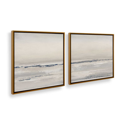 24 "x 24" Ethereal Tide, ensemble de 2 impressions sur toile dans un cadre en érable américain