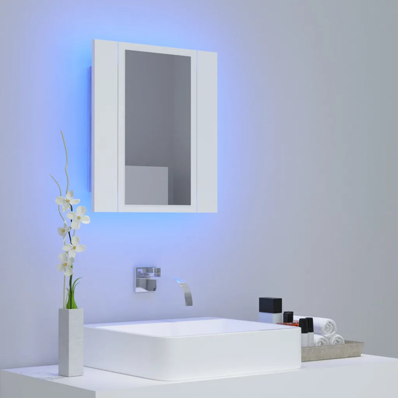 LED Bathroom Mirror Cabinet 40x12x45 cm Acrylic, White