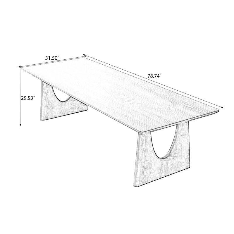Brown Rectangular Solid Wood Dining Table, 29.53"H x 78.74"L x 31.5"W