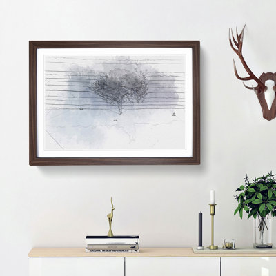 Birds Passing a Tree in Geneva in Abstract - Picture Frame Graphic Art Print
