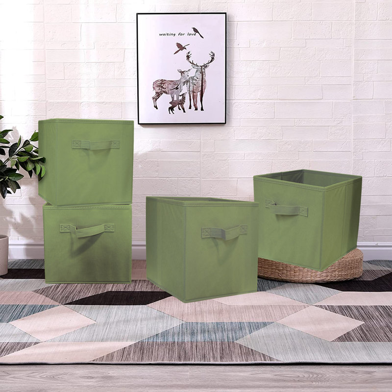 Fabric Storage Boxes Foldable Clothing Storage, Green