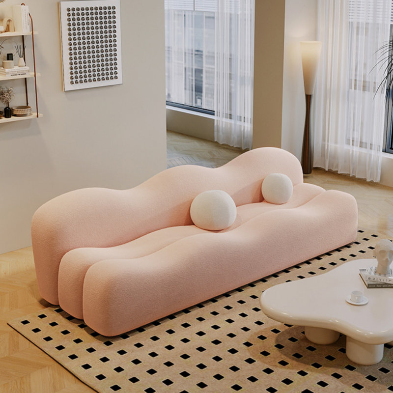 Canapé de luxe moderne de style crème moderne, H 29,92 po x l 94,49 po x P 31,5 po, 3, Rose