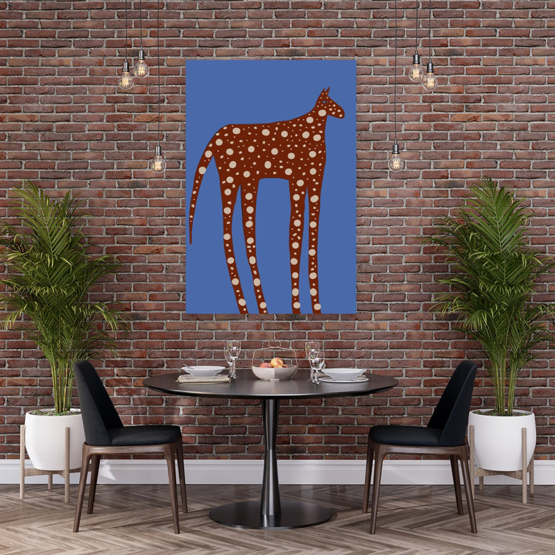 Art mural abstrait cheval tacheté à longues pattes