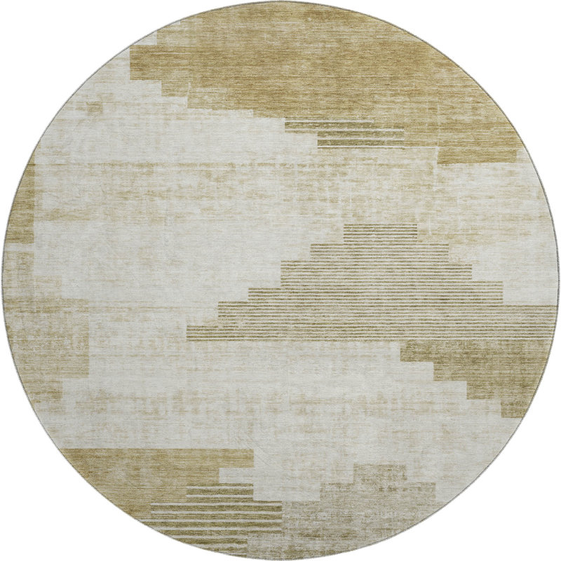 Premium Machine Washable Ashington AMF1829 Geometric Rug, Round 8'