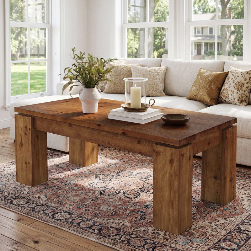 47 Inch Rectangular Chunky Leg Center Table
