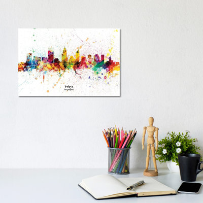 Perth Australia Skyline Splash by Michael Tompsett - Wrapped Canvas Print