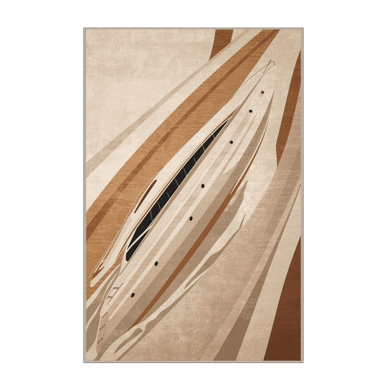 Tapis luxueux luxueux beige lavable à la machine Mendon, 3x5