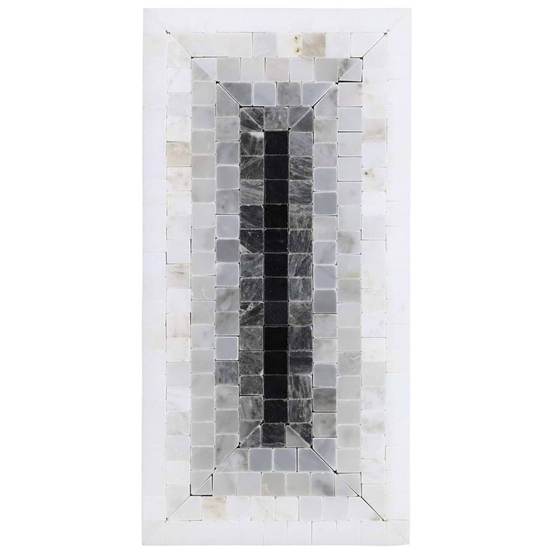 Ako 4x9 Rectangle Marble Micro Mosaic Tile, Grigio Gray