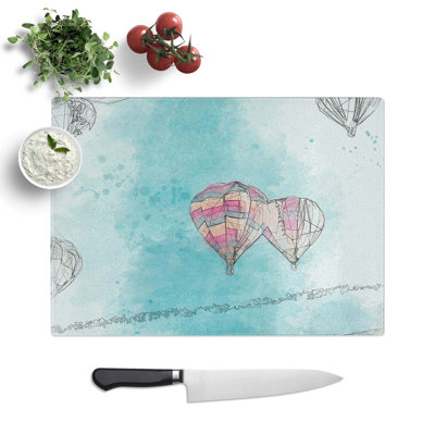 Glass Hot Air Balloons On The Rise in Abstract Chopping Board