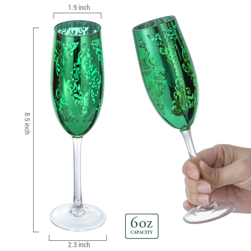 6 oz. Jamelle Flûtes à champagne de Noël avec verres à champagne
