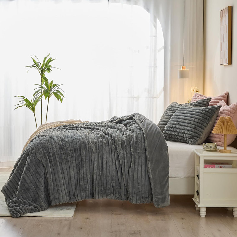 Ensemble d'édredon en fausse fourrure moelleux, ensemble de literie pelucheux vison moelleux, ensemble de literie 3 pièces