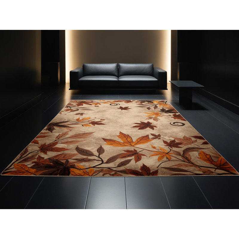 Tapis beige moelleux moelleux à motif abstrait moderne et contemporain Fannin - reliure beige, 2 pi x 3 pi
