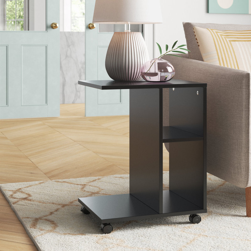Oxford Tray Top Wheel End Table, Black