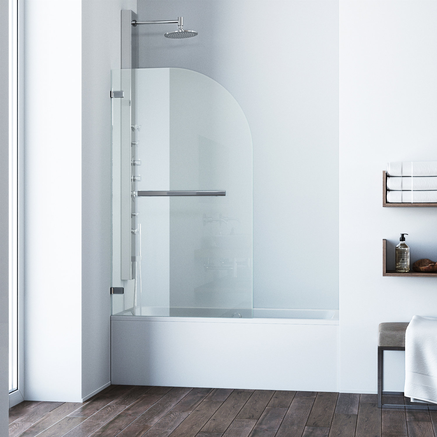 Orion Frameless Hinged Tub Door, Chrome