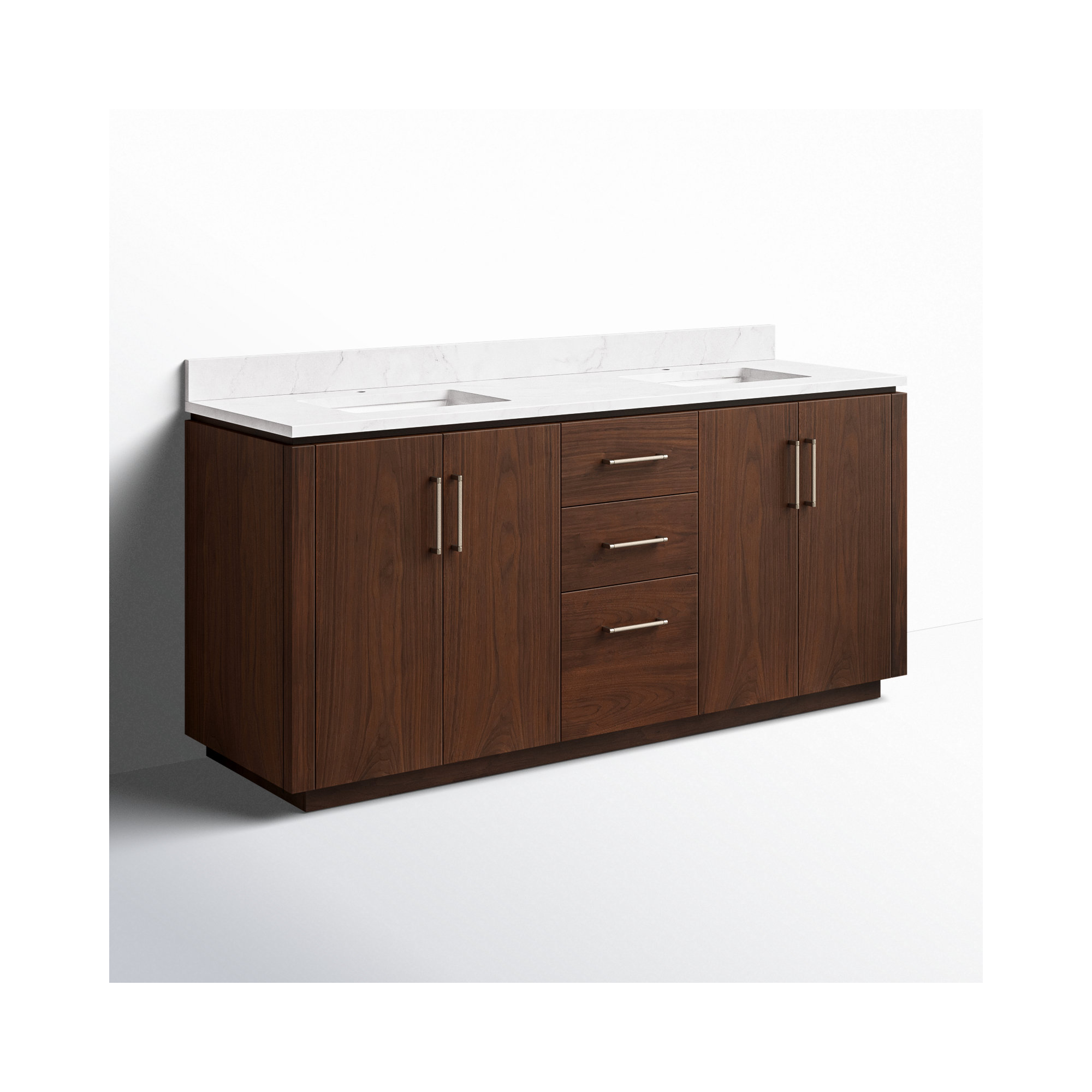 Cloverfield 72'' Double Bathroom Vanity, Gold, Natural Walnut