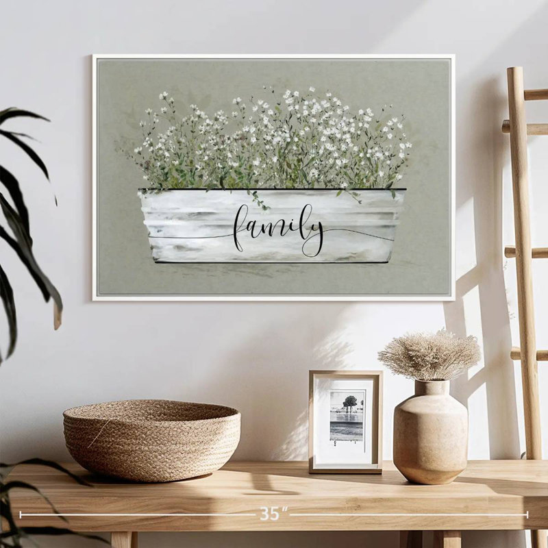 Plaque murale Bouquet Of Grace, 25 po x 17 po, Cadre flottant blanc
