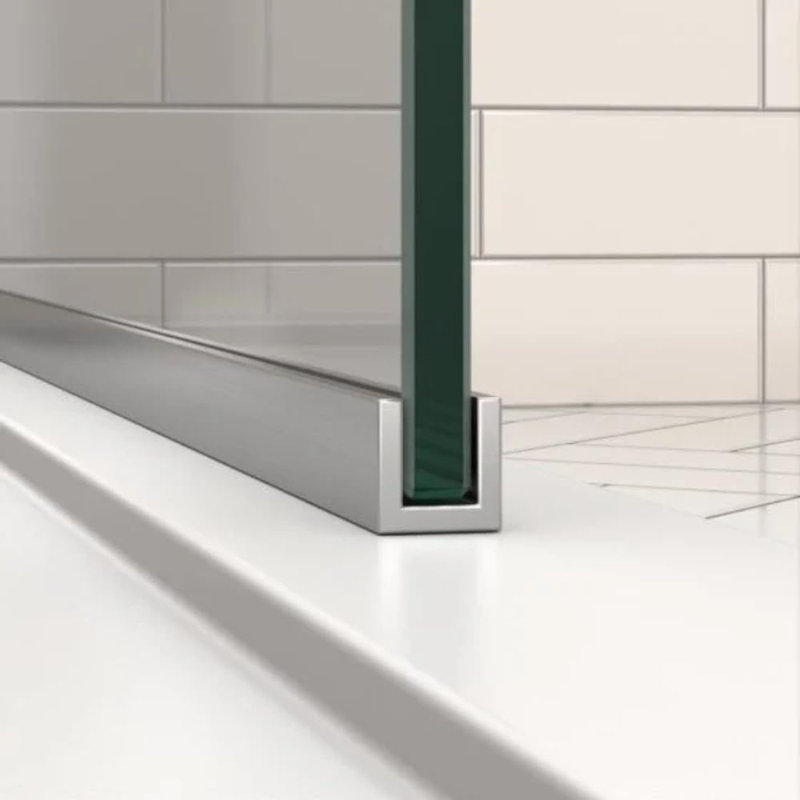 Fixed Glass Shower Panel for Bathroom 24" x 76" - 3/8'' Thick Clear Tempered Glass with Chrome Finish, Chrome, 24" x 76"