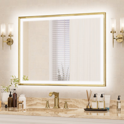 Elegant Beveled Frame Bathroom LED Mirrors for Over Sink, Aluminum Frame Bathroom Mirror, Easy Install & Clean Wall Mirror
