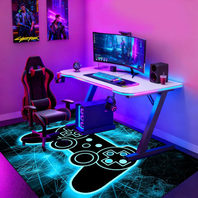 Tapis de jeu bleu de 6 pi x 8 pi (72 po x 96 po) - Tapis imprimé pour salle de jeux pour garçons Salle de jeux pour enfants Lavable à la machine