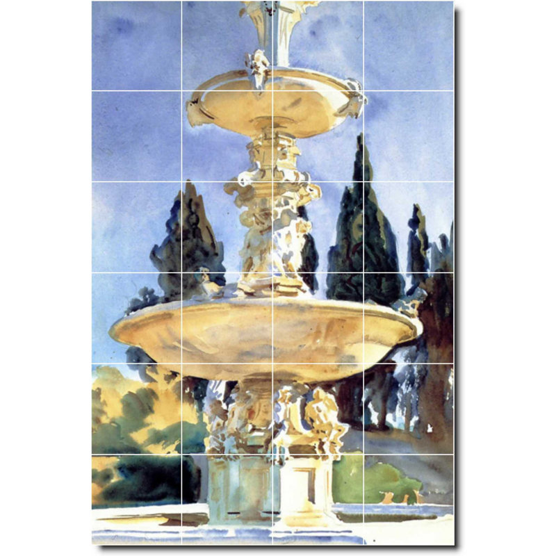 Carreau de céramique décorative 24 po x 36 po 6 po x 6 po, Peinture de John Sargent City W07993