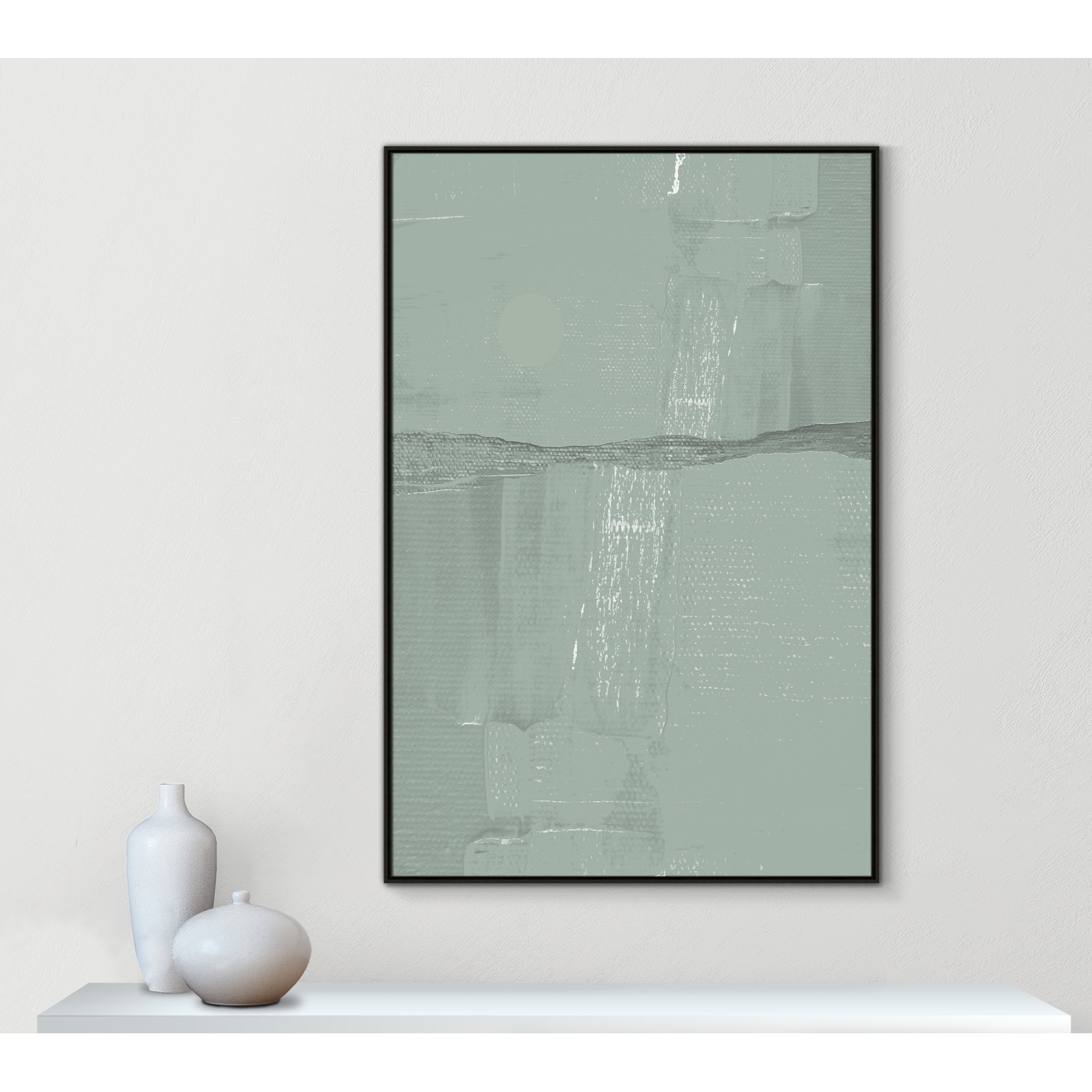 Attica "Sage Abstract" Print, 61.5" H x 41.5" W x 2" D, Espresso