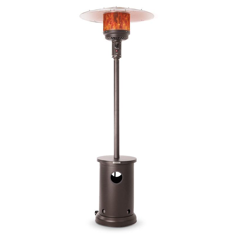  Chauffe-terrasse avec table 48 000 BTU avec système d'allumage électronique avec roues - Acier inoxydable, Nickel brossé