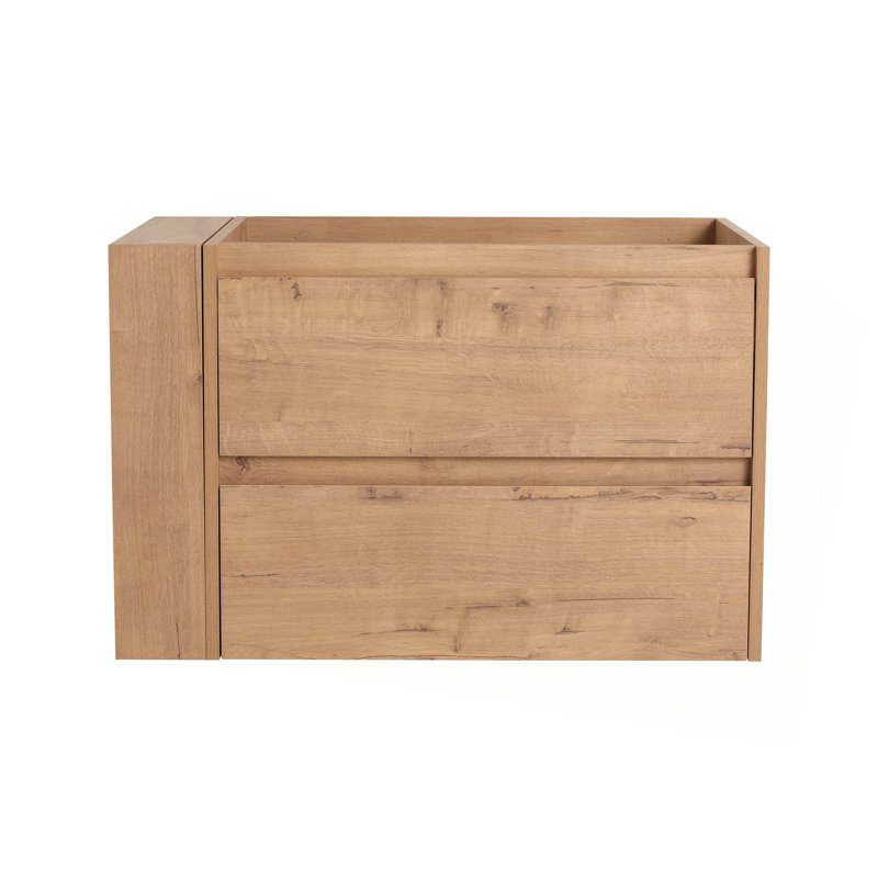 Meuble-lavabo mural 30 po, tiroir à fermeture en douceur, Imitation chêne