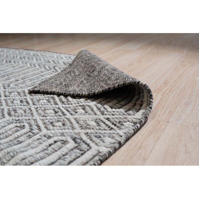 Chic Inviting Ivory Handmade Wool Rug, Rectangle 9' x 12'