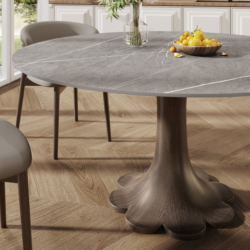 Table de salle à manger grise en bois fritté gris, H 29,52 po x L 53,15 po x l 53,15 po
