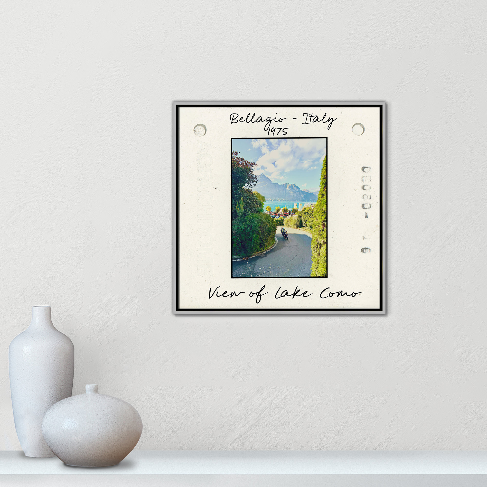 Belaggio, Italy - View of Lake Como Print by Susan Jill, Silver Floater Framed Canvas, 25.5" H x 25.5" W x 2" D