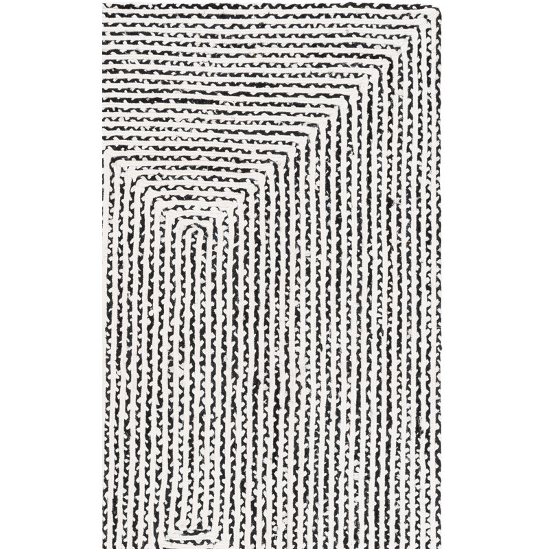 Tapis tressé 260 en noir / ivoire, Rectangle 4 pi x 6 pi