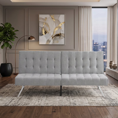 Modern Luxury Orange Velvet 3-Seater Sofa with Square Arms and Gold Accents