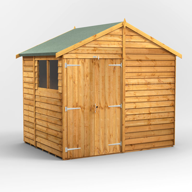 Powersheds 6 x 8ft Timber Overlap Garden Shed, Double Doors